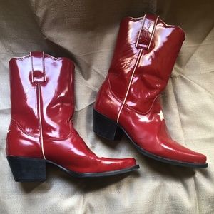 Vintage Faryl Robin patent leather red star cowboy boots